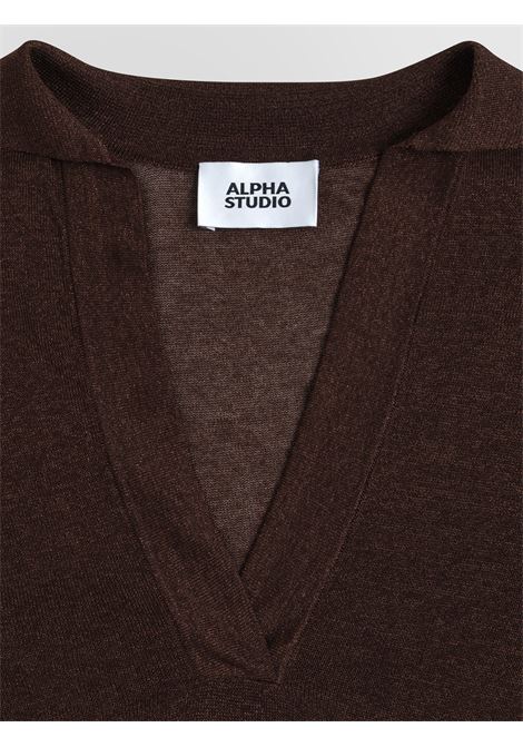 Alpha Studio Effortlessy integral polo in shiny viscose  Brown ALPHA STUDIO |  | AD-6161B2009